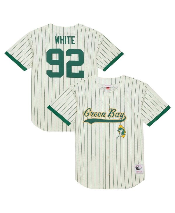 ミッチェル&ネス メンズ トップス シャツ メッシュ ジャージー Mitchell & Ness Men's Reggie White Cream Green Bay Packers Name Number Mesh Button-Up Baseball Jersey Cream クリーム