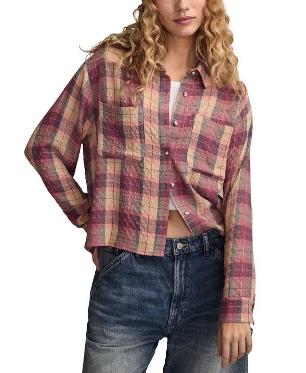 ラッキーブランド レディース トップス シャツ クロップド 長袖 Lucky Brand Women's Cropped Plaidrapey Long-Sleeve Shirt Multi Plaid マルチカラー