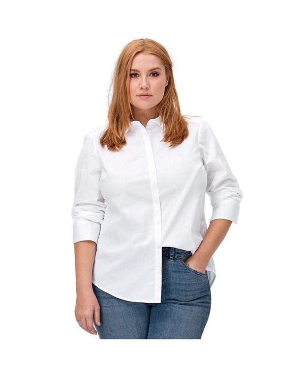 Ellos レディース トップス シャツ ダウン ellos Women's Emma Button-Down Shirt White ホワイト