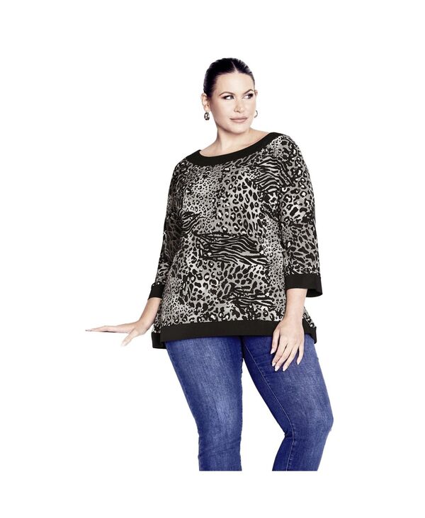 アベニュー レディース トップス シャツ AVENUE Women's Tessa Top Mono animal mix アニマル