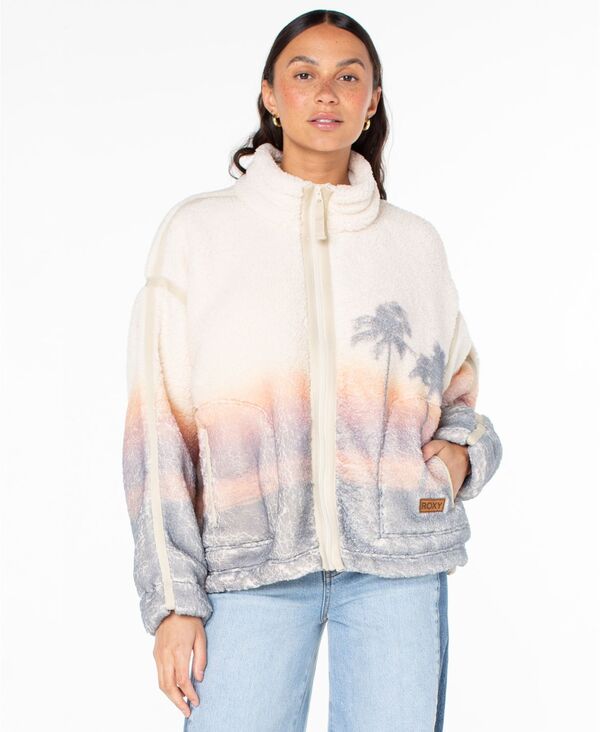 ロキシー レディース アウター パーカー・スウェット プリント ジャケット Roxy Women's Wurlie Digital Print Full-Zip Jacket Parchment