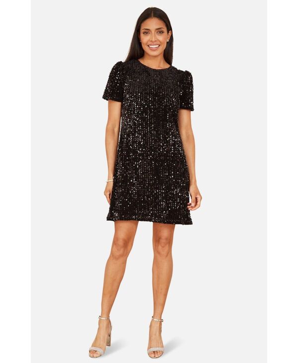 ユミキム レディース トップス ワンピース ミニ スパンコール Yumi Women\'sequin Tunic Mini Dress Black ブラック｜ReVida 店