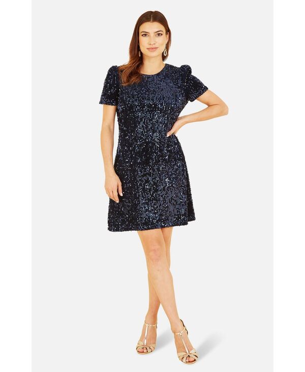 ユミキム レディース トップス ワンピース ミニ スパンコール Yumi Women\'sequin Tunic Mini Dress Navy ネイビー｜ReVida 店