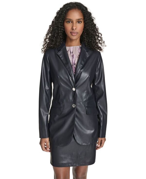 カルバンクライン レディース アウター 上衣・上衣 スポーツジャケット Calvin Klein Women\u0027s Two Button Blazer Navy 米国海軍 コート・ジャケット-レディースファッション