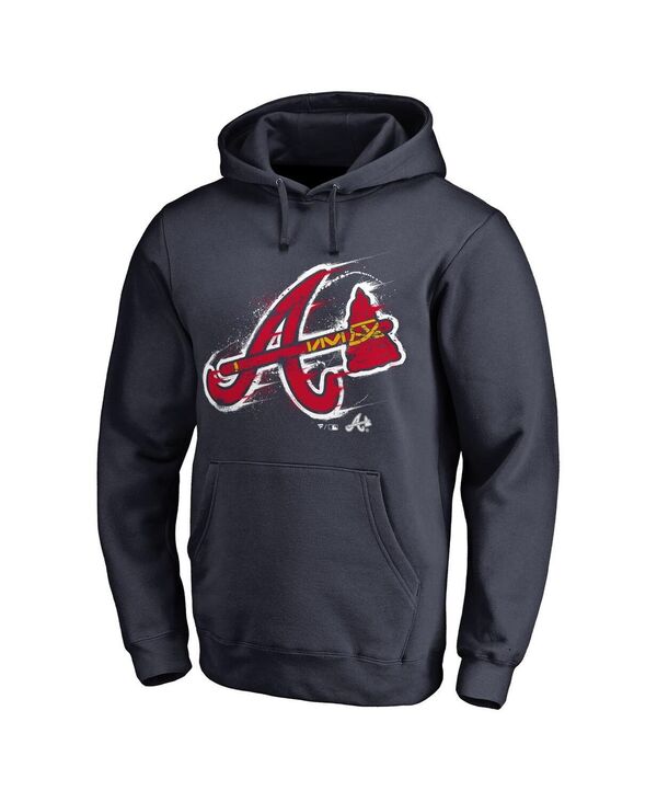 ファナティクス メンズ アウター パーカー・スウェット ロゴ Fanatics Men's Navy Atlanta Bravesplatter Logo Pullover Hoodie Navy ネイビー