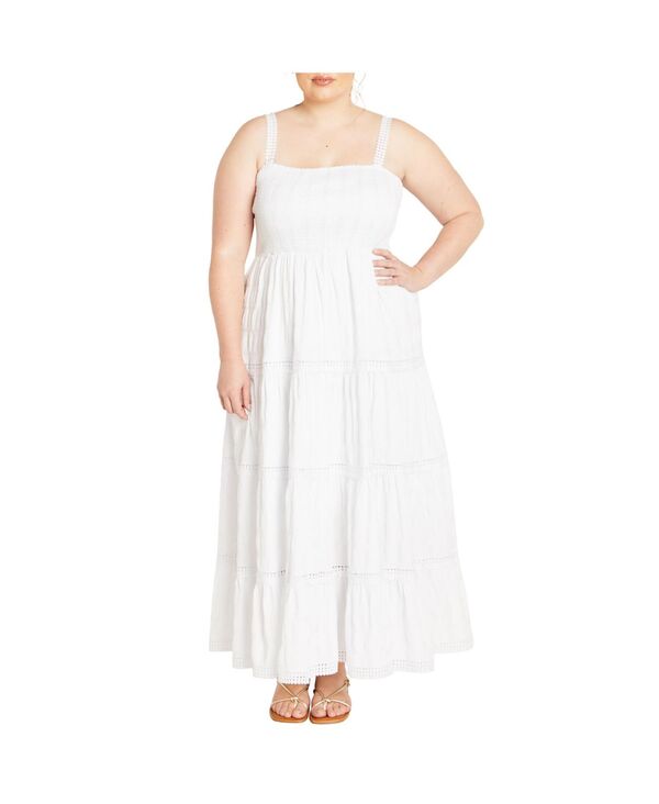 シティーシック レディース トップス ワンピース CITY CHIC Women's Dakota Dress White ホワイト｜ReVida 店
