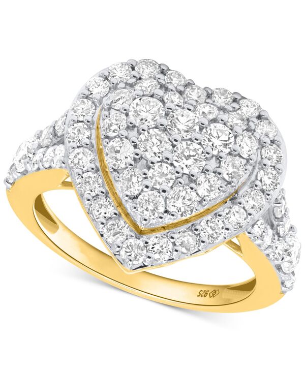 フォーエバー グロウン ダイヤモンズ レディース アクセサリー リング Forever Grown Diamonds Lab Grown Diamond Heart Halo Clustering (2 ct.w.) in Sterling Silver or 14K Gold-Plated Sterlingold-Plated Sterling Silver ゴールド｜ReVida 店