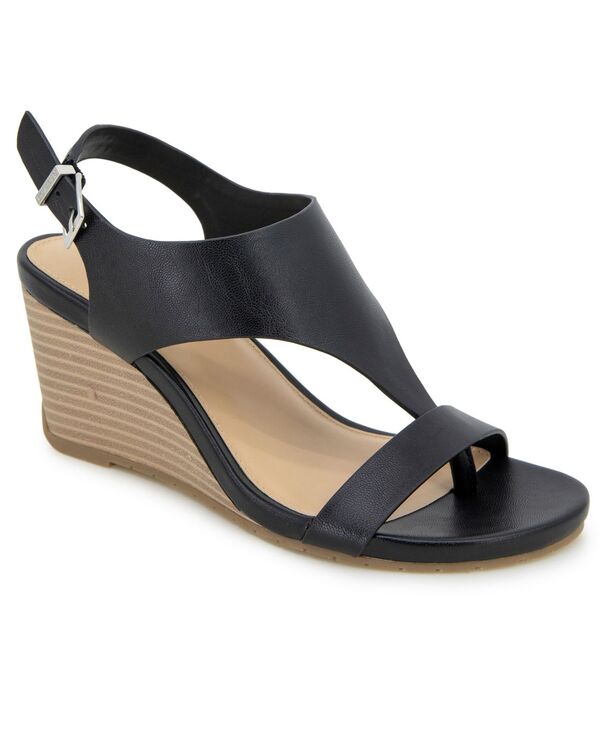 ケネスコール レディース シューズ サンダル Kenneth Cole Reaction Women's Greatly Thong Almond Toe Wedge Sandals Black ブラック｜ReVida 店