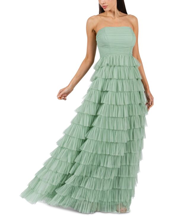 ビーダーリン レディース トップス ワンピース フリル ストラップレスカート B Darlin Juniors' Strapless Ruffle-Skirt Gown Sage/sage セージ