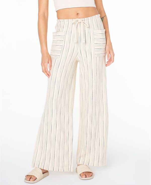 ロキシー レディース ボトムス 心地好いズボン下 Roxy Women\u0027s High-Rise Beach Breeze Slub Stripe Pants Deep Lagoon Sea Crestripe 縞模様 ボトムス-レディースファッション-パンツ