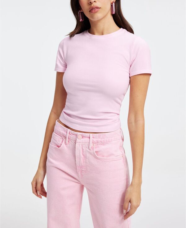 グッドアメリカン レディース トップス シャツ プラスサイズ Good American Women'super Stretch Baby T-Shirt Regular & Plusize Rose Quartz