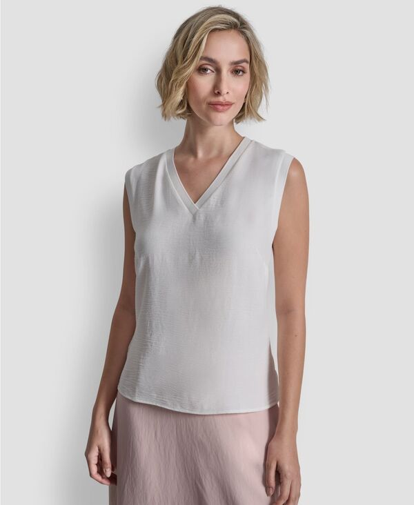 ダナ キャラン ニューヨーク レディース トップス シャツ Vネック ノースリーブ DKNY Women's V-neck Sleeveless Top Ivory アイボリー