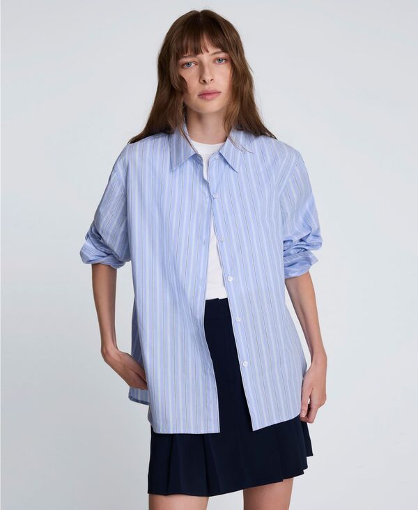 ケネスコール レディース トップス シャツ ダウン Kenneth Cole Women'striped Button-Down Shirt Glacier Blue Multi ブルー|ReVida 店