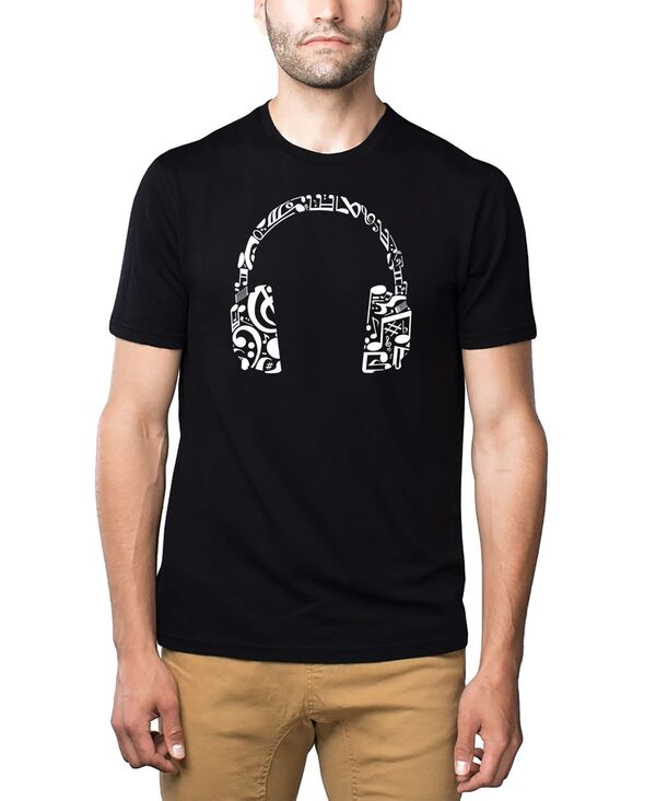 エルエーポップアート メンズ トップス Tシャツ LA Pop Art Men's Premium Blend Word Art Music Note Headphones T-shirt Black ブラック