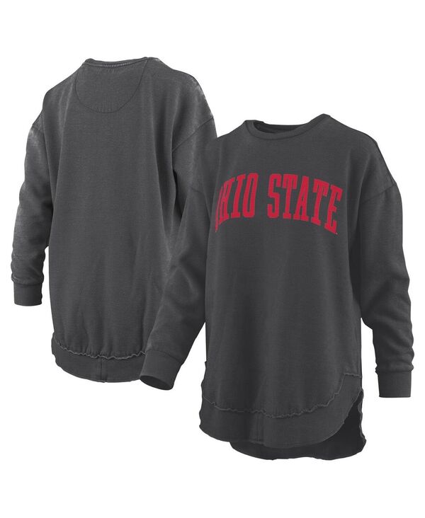 プレスボックス レディース アウター パーカー・スウェット ヴィンテージ シャツ フリース Pressbox Women'sBlack Ohio State Buckeyes Melange Poncho Vintage Fleece Long Sleeve Pullover Sweatshirt Black ブラック