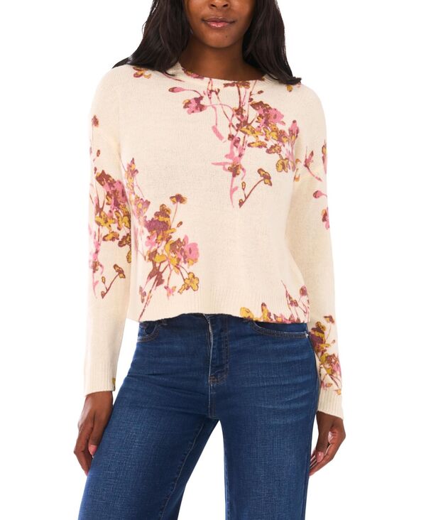 ヴィンスカムート レディース アウター ニット・セーター クルーネック Vince Camuto Women's Electric Bouquets Crewneck Sweater Birch