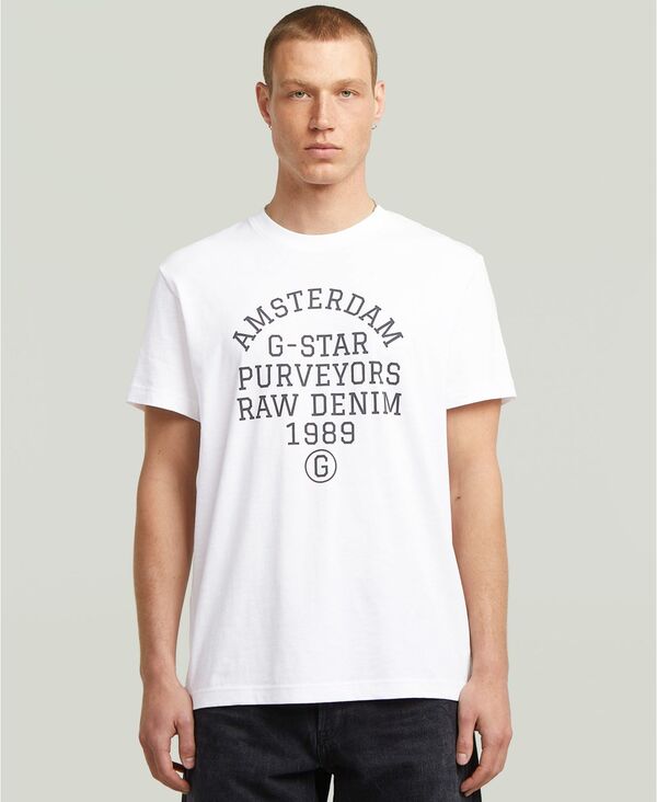 ジースター メンズ トップス Tシャツ グラフィック G-Staraw Men' Purveyors Relaxed-Fit Graphic T-Shirt White ホワイト