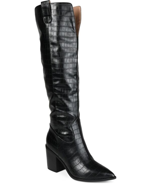 ジュルネ コレクション レディース シューズ ブーツ・レインブーツ ヒール Journee Collection Women's Therese Regular Wide Calf & Extra Wide Calf Block Heel Knee High Dress Boots Black ブラック｜ReVida 店