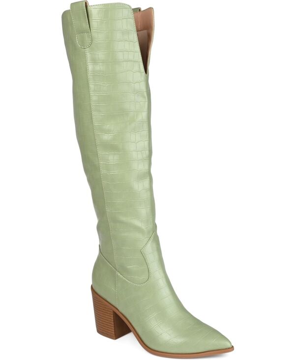 ジュルネ コレクション レディース シューズ ブーツ・レインブーツ ヒール Journee Collection Women's Therese Regular Wide Calf & Extra Wide Calf Block Heel Knee High Dress Boots Green グリーン|ReVida 店