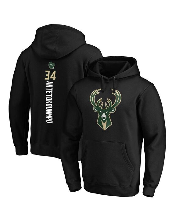 ファナティクス メンズ アウター パーカー・スウェット Fanatics Men's Giannis Antetokounmpo Black Milwaukee Bucks Playmaker Name and Number Pullover Hoodie Black ブラック