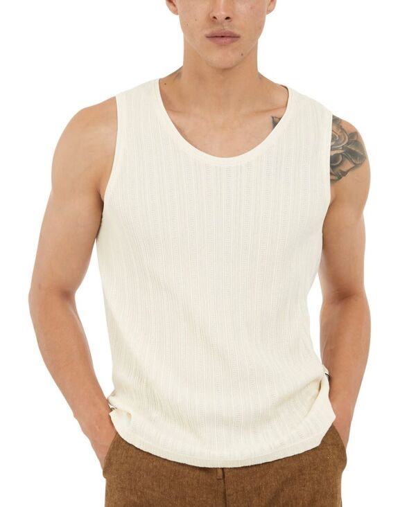 ゲス メンズ トップス Tシャツ ニット GUESS Men's Regular-Fit Loose-Knitextured Tank Top Salt White ホワイト
