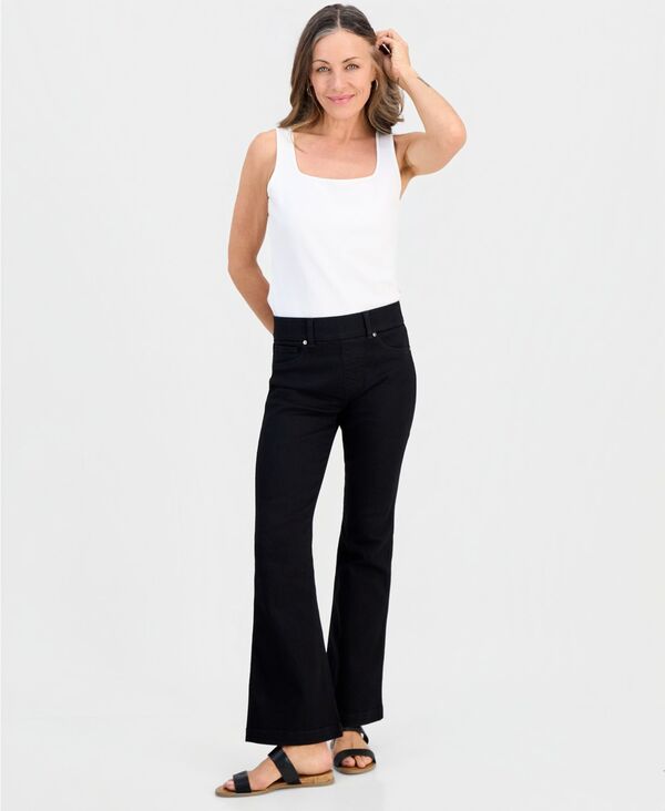スタイルアンドコー レディース ボトムス デニムパンツ ブーツカット プチ ブーツ ジーンズ Style & Co Petite Pull-On Shaping High-Rise Bootcut Jeans Black Rinse Wsh ブラック|ReVida 店