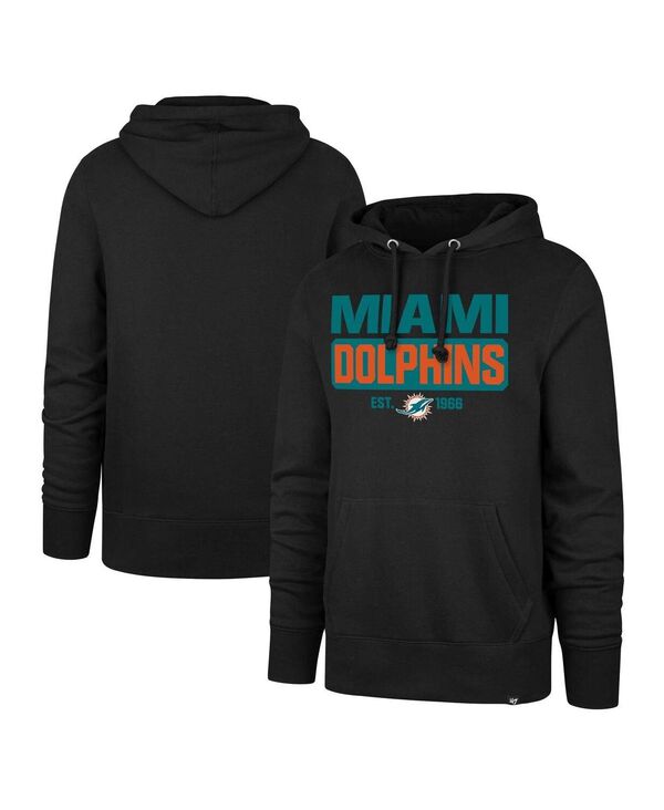 47 ブランド メンズ アウター パーカー・スウェット '47 Brand Men's Black Miami Dolphins Box Out Headline Pullover Hoodie Black ブラック|ReVida 店