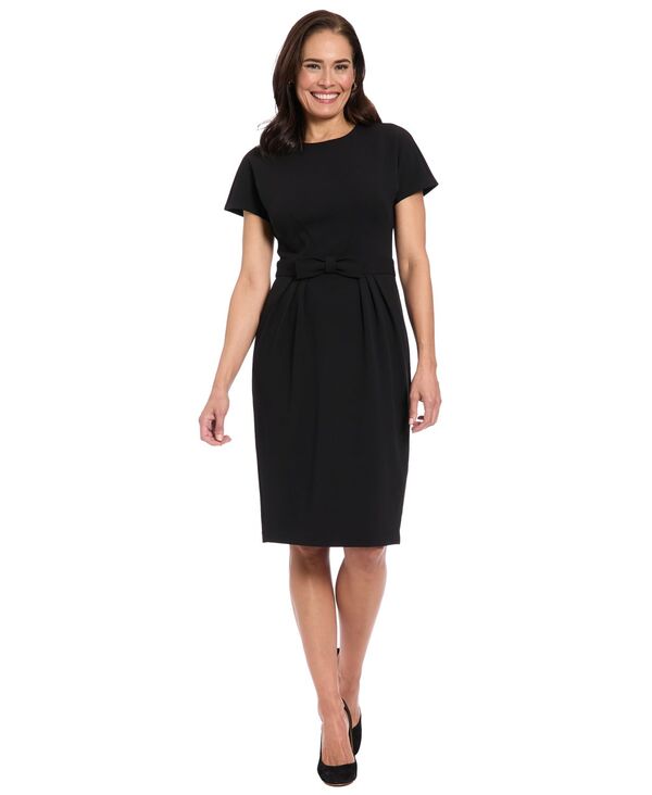 ロンドンタイムス レディース トップス ワンピース プチ 半袖 London Times Petite Short-Sleeve Sheath Dress Black ブラック