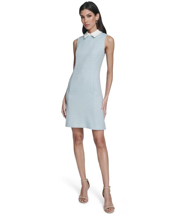 カルバンクライン レディース トップス ワンピース プチ ツイード ノースリーブ Calvin Klein Petite Sleeveless Tweed Shift Dress Cool/Cream クリーム