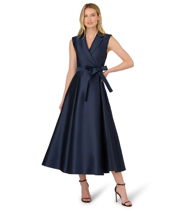 アドリアナ パペル レディース トップス ワンピース アンクル Adrianna Papell Women's Lapel Mikado Ankle Dress Midnight 42,480円
