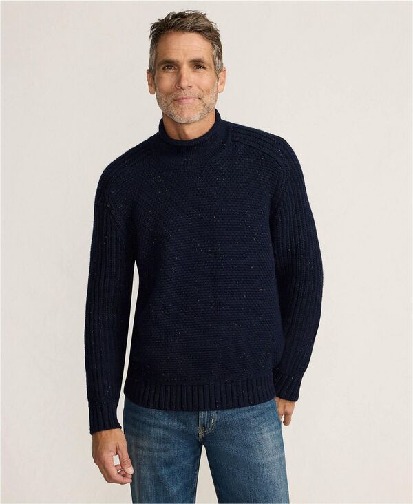 ランズ挙げ句のはて メンズ アウター 編み物・プルオーバー Lands\u0027 End Men\u0027s Long Sleeve Roll Neck Sweater Highlands navy donegal 米国海軍
