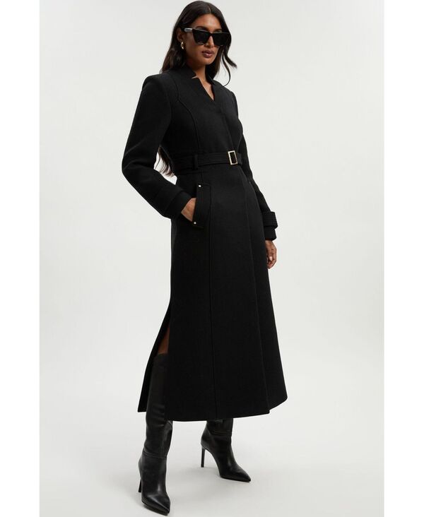 カレンミレン レディース アウター ジャケット・ブルゾン ウール コート マキシ Karen Millen Women's Wool Notch Neck Belted Maxi Coat Black ブラック