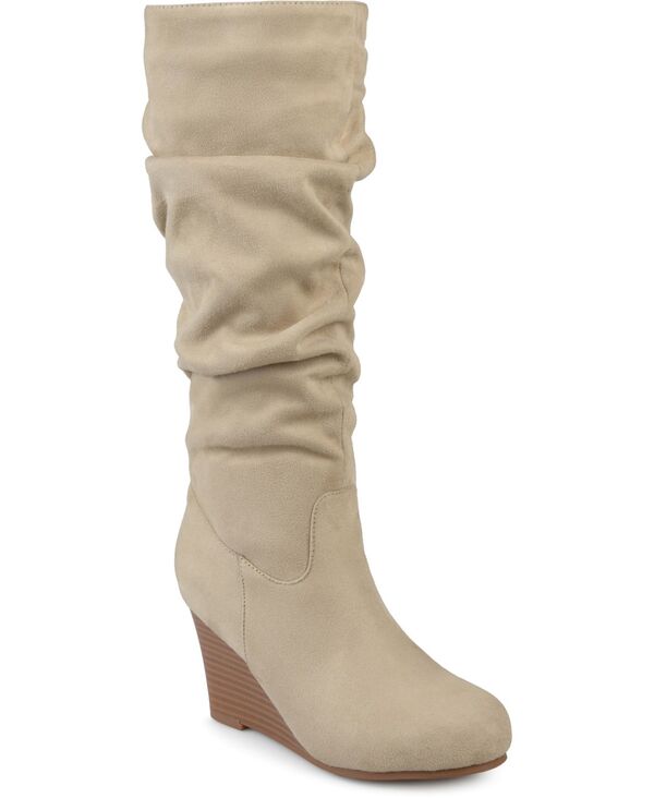 ジュルネ コレクション レディース シューズ ブーツ・レインブーツ Journee Collection Women's Haze Regular & Wide Calf Rouched Knee High Wedge Bootstone ストーン