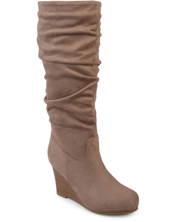 ジュルネ コレクション レディース シューズ ブーツ・レインブーツ Journee Collection Women's Haze Regular & Wide Calf Rouched Knee High Wedge Boots Taupe トープ
