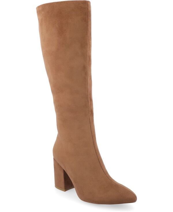 ジュルネ コレクション レディース シューズ ブーツ・レインブーツ ヒール Journee Collection Women's Ameylia Regular Wide Calf & Extra Wide Calf Block Heel Knee High Dress Boots Cognac｜ReVida 店