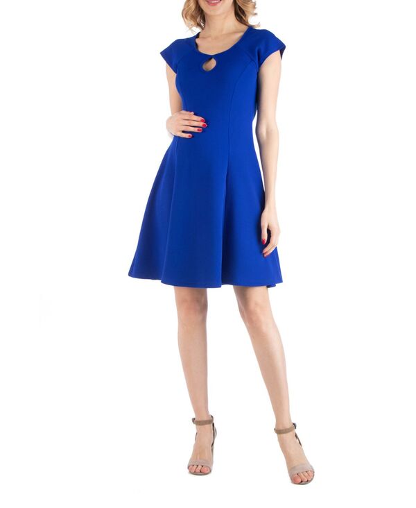 24 セブンコンフォート レディース トップス ワンピース マタニティ 24seven Comfort Apparel Maternity Dress with Keyhole Neck Blue ブルー