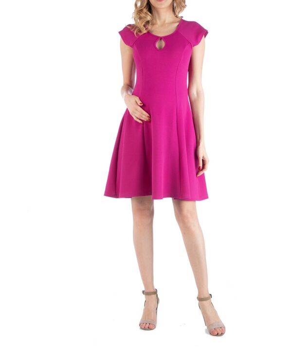 24 セブンコンフォート レディース トップス ワンピース マタニティ 24seven Comfort Apparel Maternity Dress with Keyhole Neck Pink ピンク｜ReVida 店