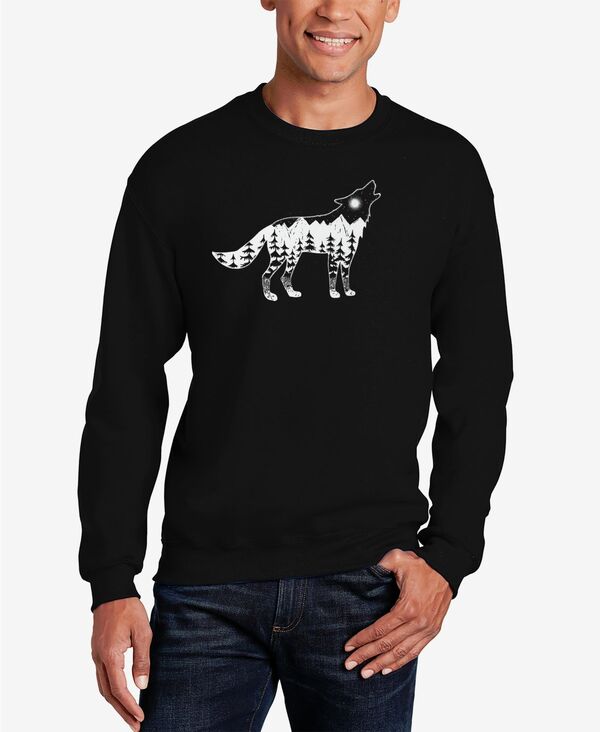 エルエーポップアート メンズ アウター パーカー・スウェット クルーネック シャツ LA Pop Art Men's Howling Wolf Word Art Crew Neck Sweatshirt Black ブラック
