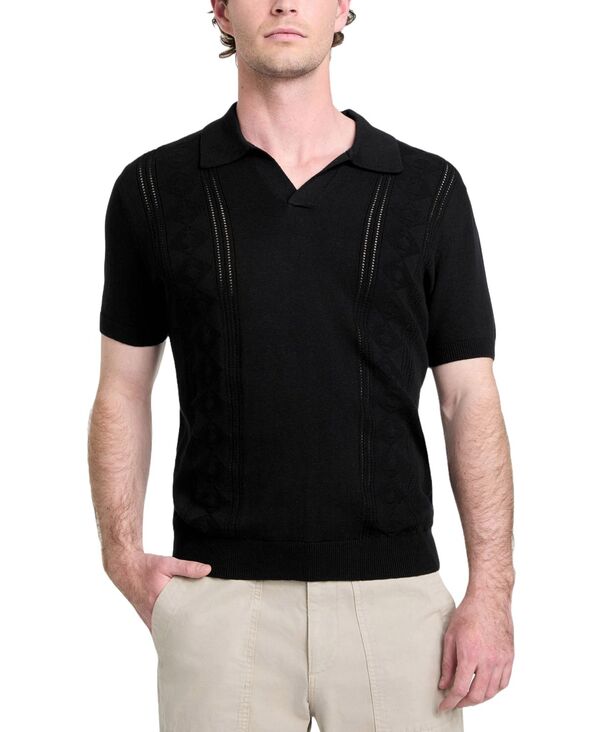ゲス メンズ トップス シャツ GUESS Men's Relaxed-Fit Bryant Pointelle Shirt Jet Black A996 ブラック