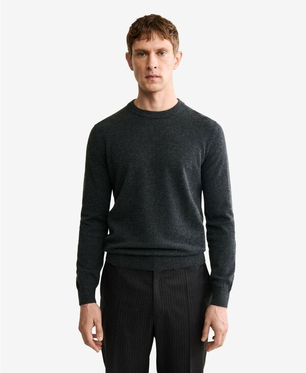 マンゴ メンズ アウター ニット・セーター MANGO Men's Cashmeregular-Fit Sweater Charcoal チャコール