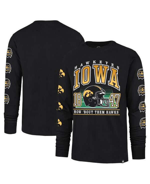 47 ブランド名 メンズ トップス プルオーバー \u002747 Brand Men\u0027s Black Iowa Hawkeyes Go Big Long Sleeve T-Shirt Black 黒いこと