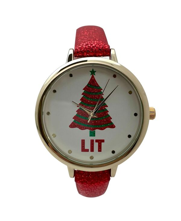 オリビアプラット レディース アクセサリー 腕時計 レザー フェイクレザー Olivia Pratt Shiny Red Faux Leather Christmas Themed Women Watcheshiny red レッド