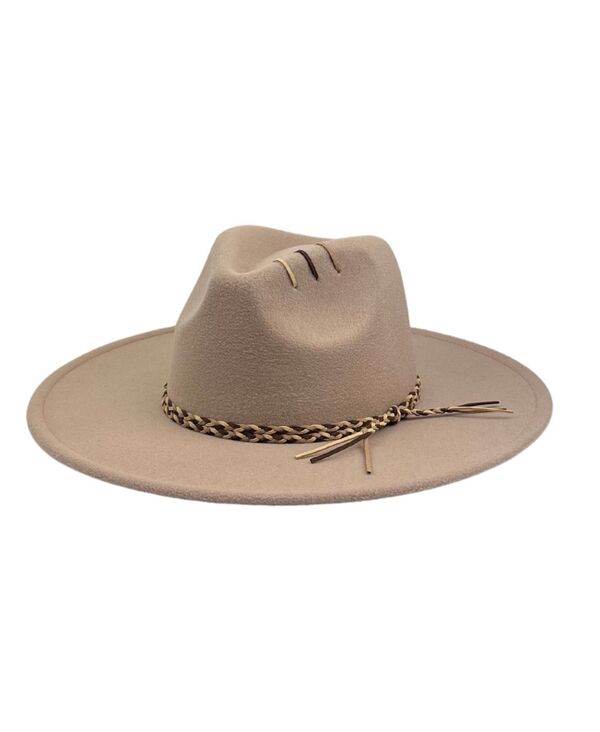 マーカスアドレール レディース アクセサリー 帽子 Marcus Adler Braid Trim Felt Panama Hat Brown ブラウン