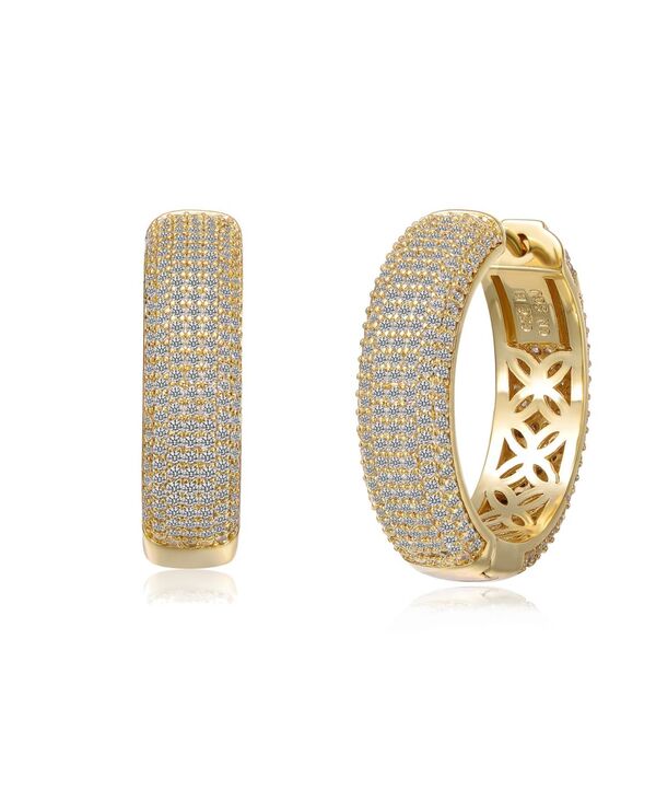 ジュネヴィヴェ レディース アクセサリー ピアス・イヤリング Genevive Sterling Silver 14k Gold Plated Cubic Zirconia Pave Hoop Earrings Gold ゴールド 33,020円
