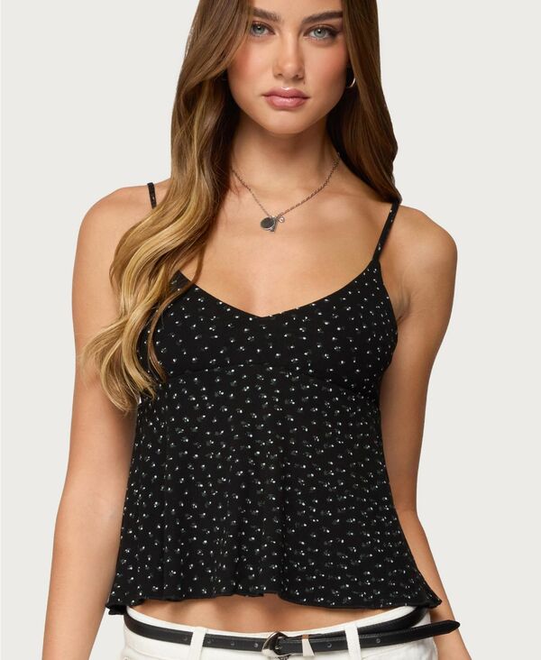 アディクテッド レディース トップス シャツ フラワー柄 フラワー Edikted Women's Kelli Floral Babydoll Tank Top Black ブラック