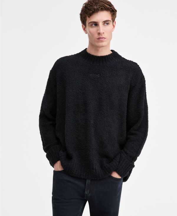ヒューゴボス メンズ アウター ニット・セーター クルーネック ロゴ 長袖 Hugo Boss Men'sanou Logo Crewneck Long-Sleeve Sweater Black ブラック