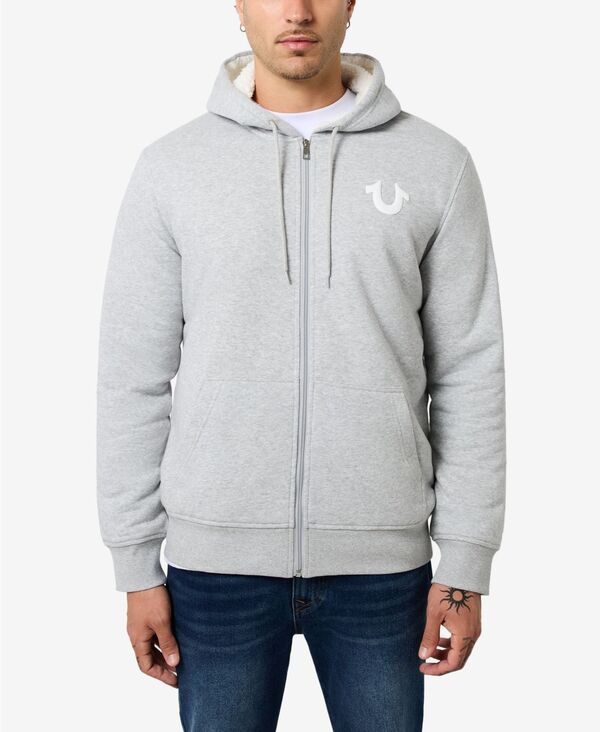 トゥルーレリジョン メンズ アウター パーカー・スウェット 長袖 True Religion Men's Long-Sleeve Sherpa Lined Hoodie Heather Gray グレー