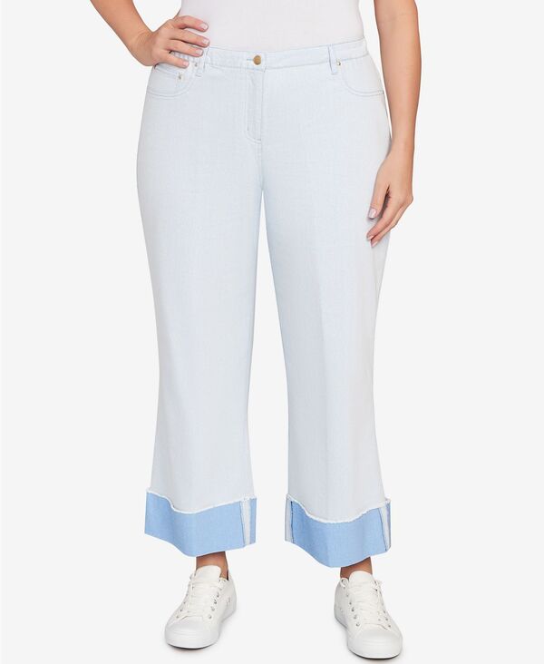 ルビーアールディー レディース ボトムス カジュアルパンツ プラスサイズ Ruby Rd. Plusize Cuffed Pull-On Faux Fly Pants Bluebell