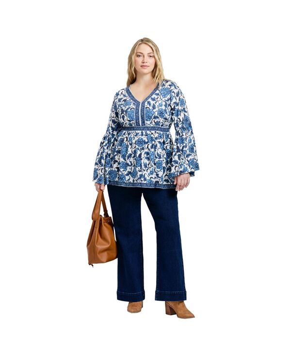 アベニュー レディース トップス シャツ AVENUE Women's Arlo Bell Sleeve Tunic Top Blue moon ブルー｜ReVida 店