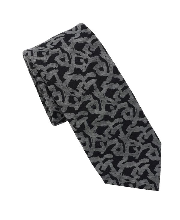 カール ラガーフェルド メンズ アクセサリー ネクタイ KARLAGERFELD PARIS Men's Abstract Pattern Classic Tie Black/Gray ブラック